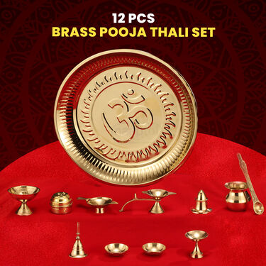 12 Pcs Brass Pooja Thali Set (12BPT1)