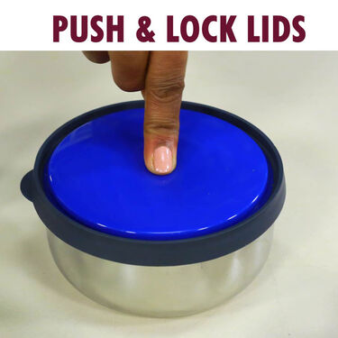 3 Push & Lock Multipurpose Steel Lunch Box + Free Hot & Cold Flask with Temperature Display (3LBWF)
