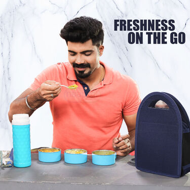 3 Vacuum Insulated Steel lunch Box with Flask (3LBF)