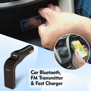 Car Bluetooth Device With Call Receiver FM Transmitter For Music Fast Charger (BLCC)