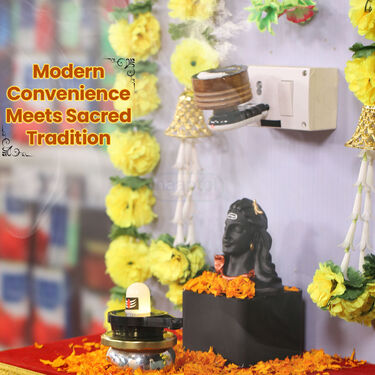 Electric Wooden Kapoor Dani + Water Sensor Glowing Shivling (PD10)