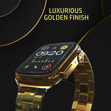 Golden Bluetooth Calling Smart Watch + FREE Wireless Bluetooth Earpod (BCSW17)
