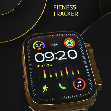 Golden Bluetooth Calling Smart Watch + FREE Wireless Bluetooth Earpod (BCSW17)