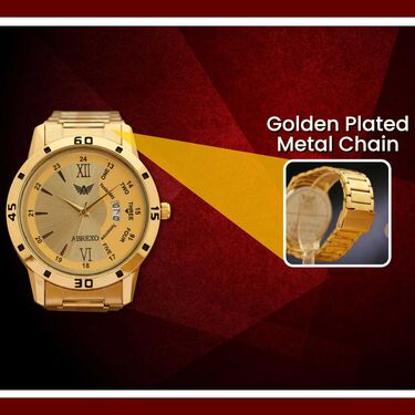 Golden Watch + Golden Chain with Free Digital Watch (MGWCFD1)