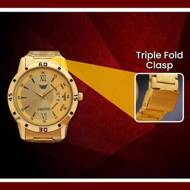 Golden Watch + Golden Chain with Free Digital Watch (MGWCFD1)