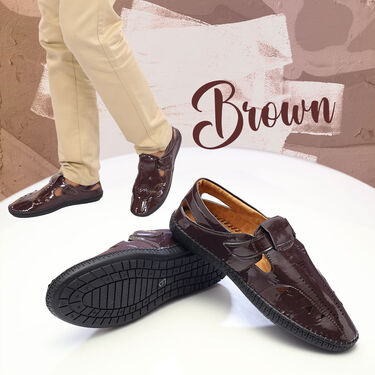 Mens Stylish Shiny Sandals Pick Any 1 with Free Watch + Sunglasses + Wallet (SW80)
