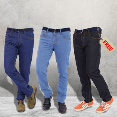 Mr. Tusker Set of 3 Denims with Free Belt (3DCB-1)