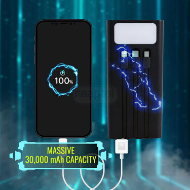 30000 mAh Fast Charging Power Bank With 10 Charging Ports & Emergency Light (PB21)