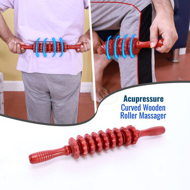 Acupressure Curved Wooden Roller Massager (PRS163)