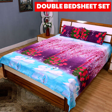 Pack of 5 Nature Print Double Bedsheets Set with 5 Single Bedsheets Set (5DSBS5)