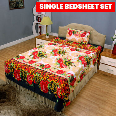 Pack of 5 Nature Print Double Bedsheets Set with 5 Single Bedsheets Set (5DSBS5)