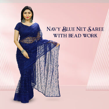 Pick Any 1 Designer Bead Work Net Saree (DNS-1)