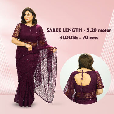 Pick Any 1 Designer Bead Work Net Saree (DNS-1)