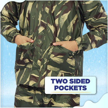 Pick Any 1 Raincoat Solid Black, Solid Blue & Printed Green (RCP-01)