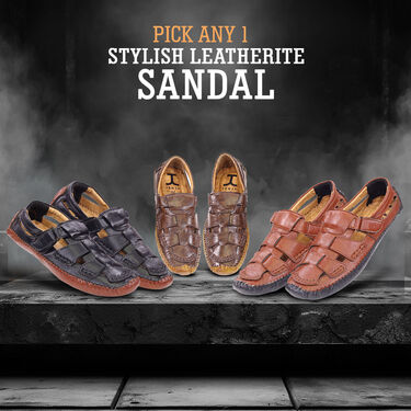 Pick Any 1 Stylish Leatherite Sandals + Free Sunglasses, Golden Chain & Golden Bracelet (SWJ3)