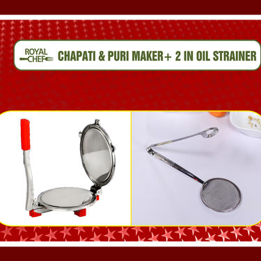 Royal Chef Roti & Puri Maker + 2 in 1 Oil Strainer