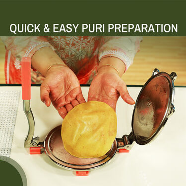 Royal Chef Chapati & Puri Maker + 2 in 1 Oil Strainer + Free Double Karjikayi Maker