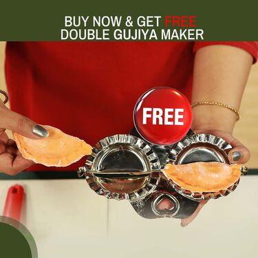 Royal Chef Chapati & Puri Maker + 2 in 1 Oil Strainer + Free Double Karjikayi Maker