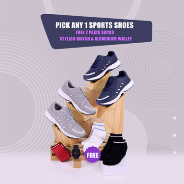 Pick Anyone Sports Shoe With Free 2 Pairs of Socks Watch & Wallet (SSC25)