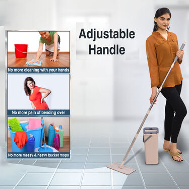 Twin Bucket Flat Microfiber Mop + Free Floor Cleaner