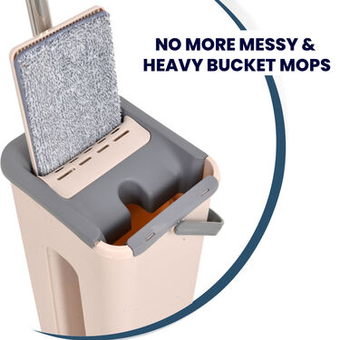 Twin Bucket Flat Microfiber Mop + Free Floor Cleaner