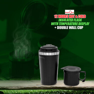 12 Hours Hot & Cold Insulated Flask with Temperature Display + Double Wall Cup (1F1C1)