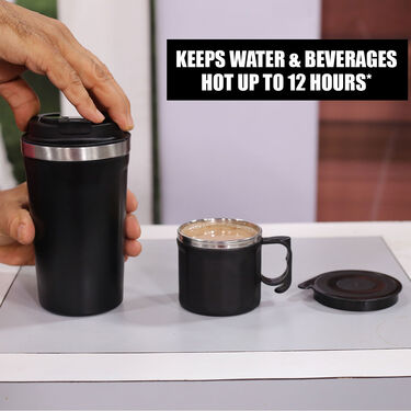 12 Hours Hot & Cold Insulated Flask with Temperature Display + Double Wall Cup (1F1C1)