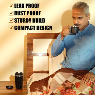 12 Hours Hot & Cold Insulated Flask with Temperature Display + Double Wall Cup (1F1C1)