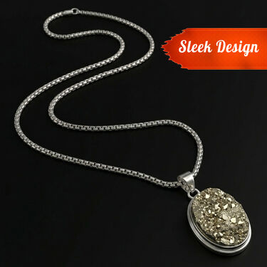 Pyrite Stone Pendant With Chain (PYPN14)
