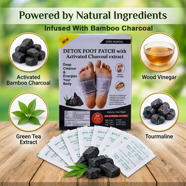 Detox Foot Patch With Activated Charcoal Extract Pack of 20 (DTXC20)