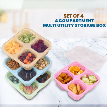 Set Of 4 - 4 Compartment Multi Utility Storage Box (4CSB1)
