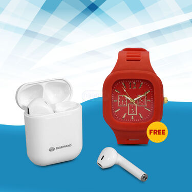 Daewoo Quick Connect High Base Earpods with Charging Case + Stylish Watch (Daweoo1)