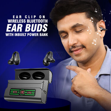 Ear Clip On Wireless Bluetooth Earbuds with Inbuilt Power Bank (TWS37)