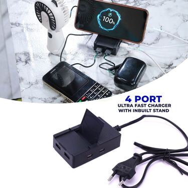 4 Port Ultra Fast Mobile Charger With Inbuilt Stand (FMC)