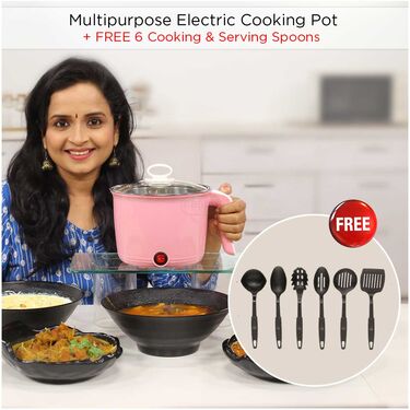 Multipurpose Electric Cooking Pot With Free Set of 6 Spoon (FM2)