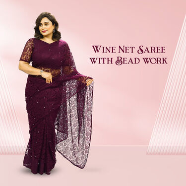 Pick Any 1 Designer Bead Work Net Saree (DNS-1)