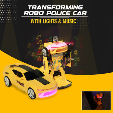 Transforming Robo Police Car with Lights & Music